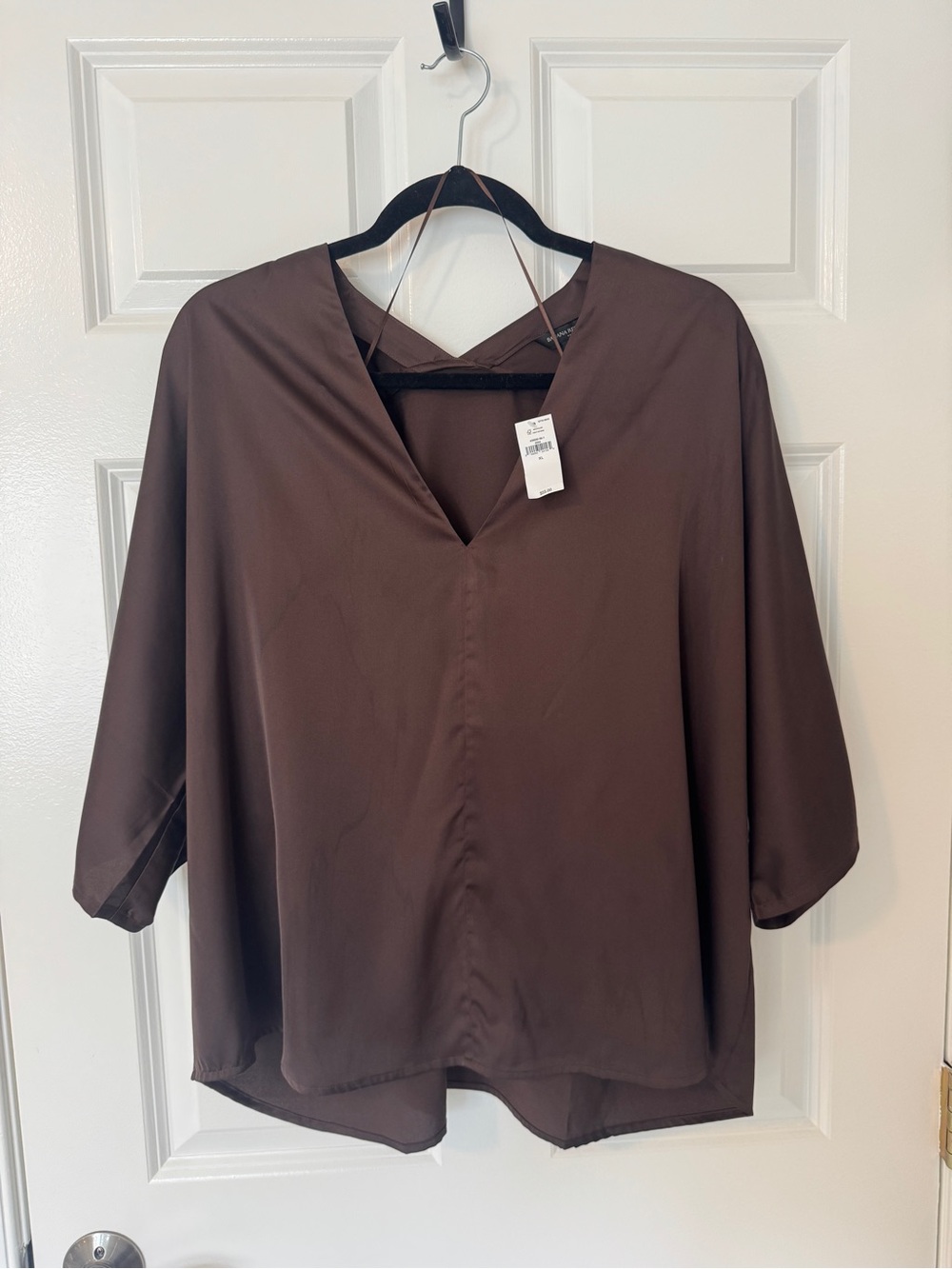 NWT Banana Republic V-Neck Dolman Top Brown 3/4 Sleeve XL